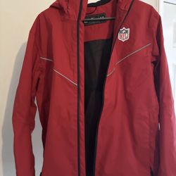NFL Shield Jacket Mens Medium Red Hooded Full Zip Nike USA Made Football