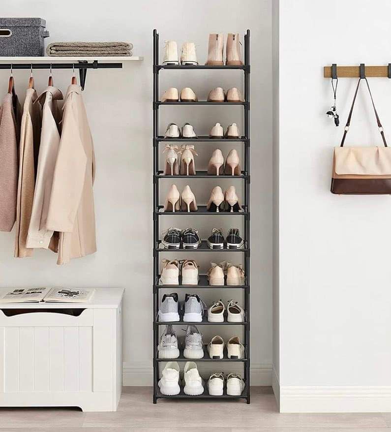 Shoe Rack, 10 Tier Shoe Shelf, Shoe Storage Organizer,11 x 17.7 x 68.1 Inches,Black