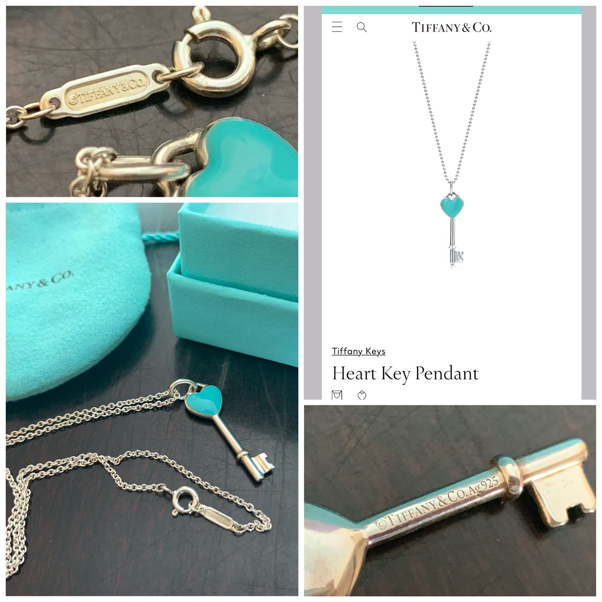 Tiffany & Co. heart key enamel necklace AND pendant