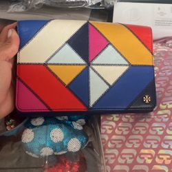 Tory Burch Diamond Stitch Leather Chain Wallet