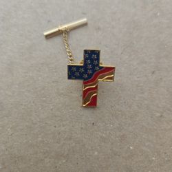American Flag Cross Tie Pin