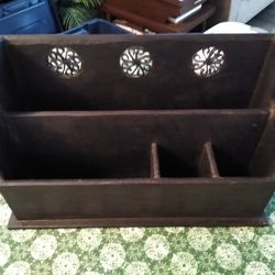 Large Solid Wood Boho Desk Organizer