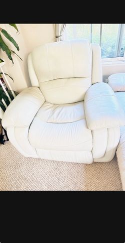 lovely real  leather recliner cream white off white beige