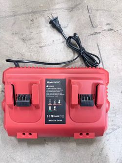 18V Rapid Charger Replacement for Milwaukee M18 Battery Charger Station 2Ports 48-59-1802 48-59-1812 Compatible with M-18 48-11-1850 48-11-1840 48-11-