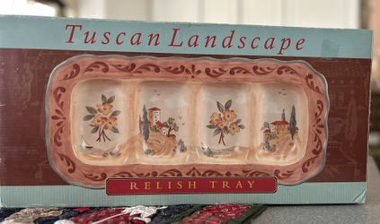 Tuscan Landscape Relish Tray-New In Box. $20