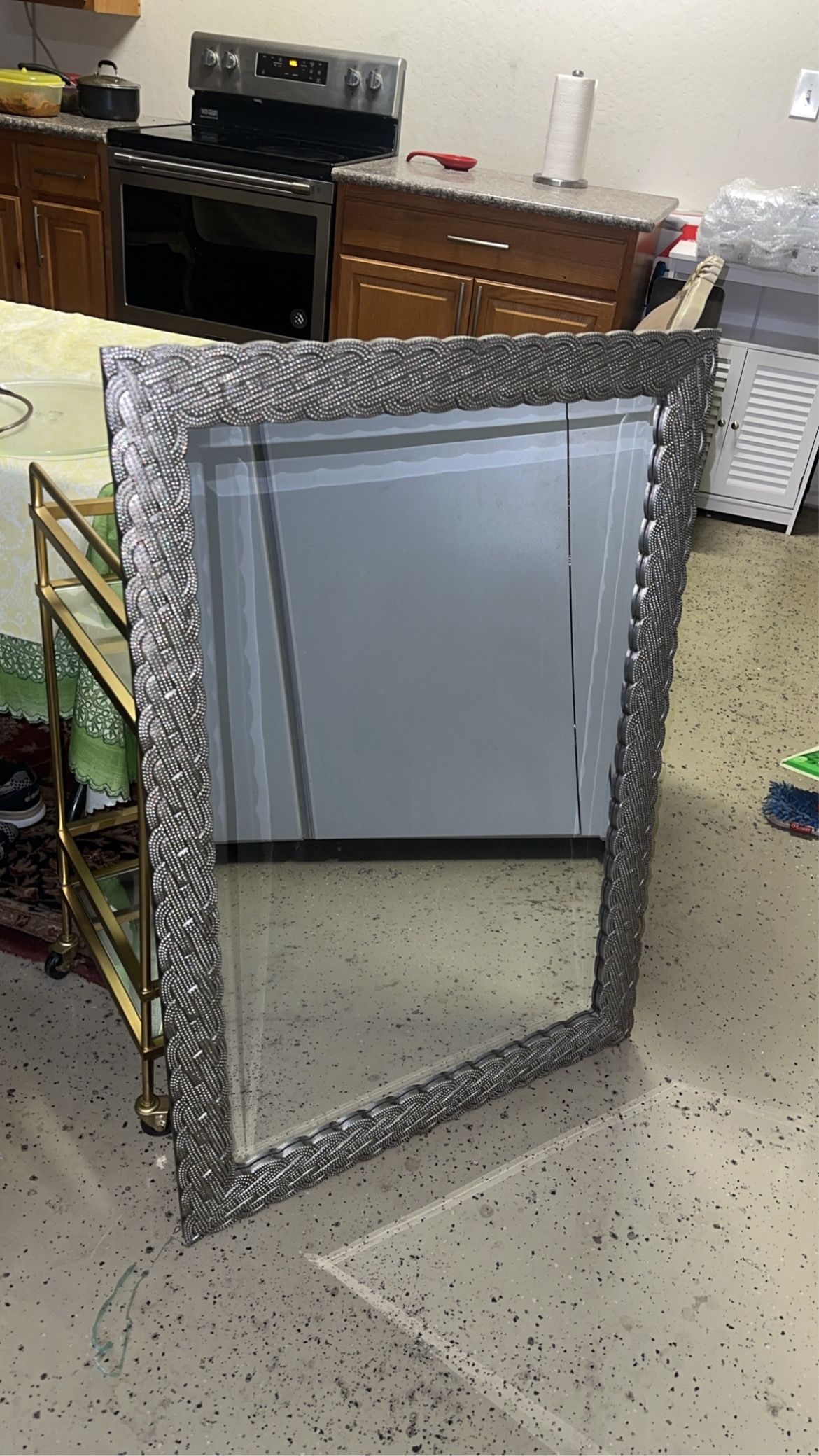 Silver-Framed Mirror