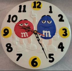 Porcelain White M&M's Wall Clock New