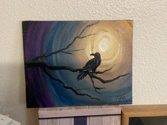 Raven oil painting