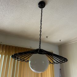 Modern Wrought Iron Pendant Light With Glove Shade 
