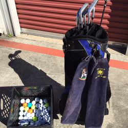 Hippo PRO tripod FULL SHOULDER strap BLUE VELVET bag (7) irons 7 WOOD DRIVER NEON Nike Callaway balls CLEVELAND
