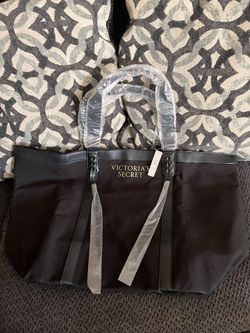 NEW Victoria’s Secret Limited Edition Black Fringe Tote Canvas Trim Handbag