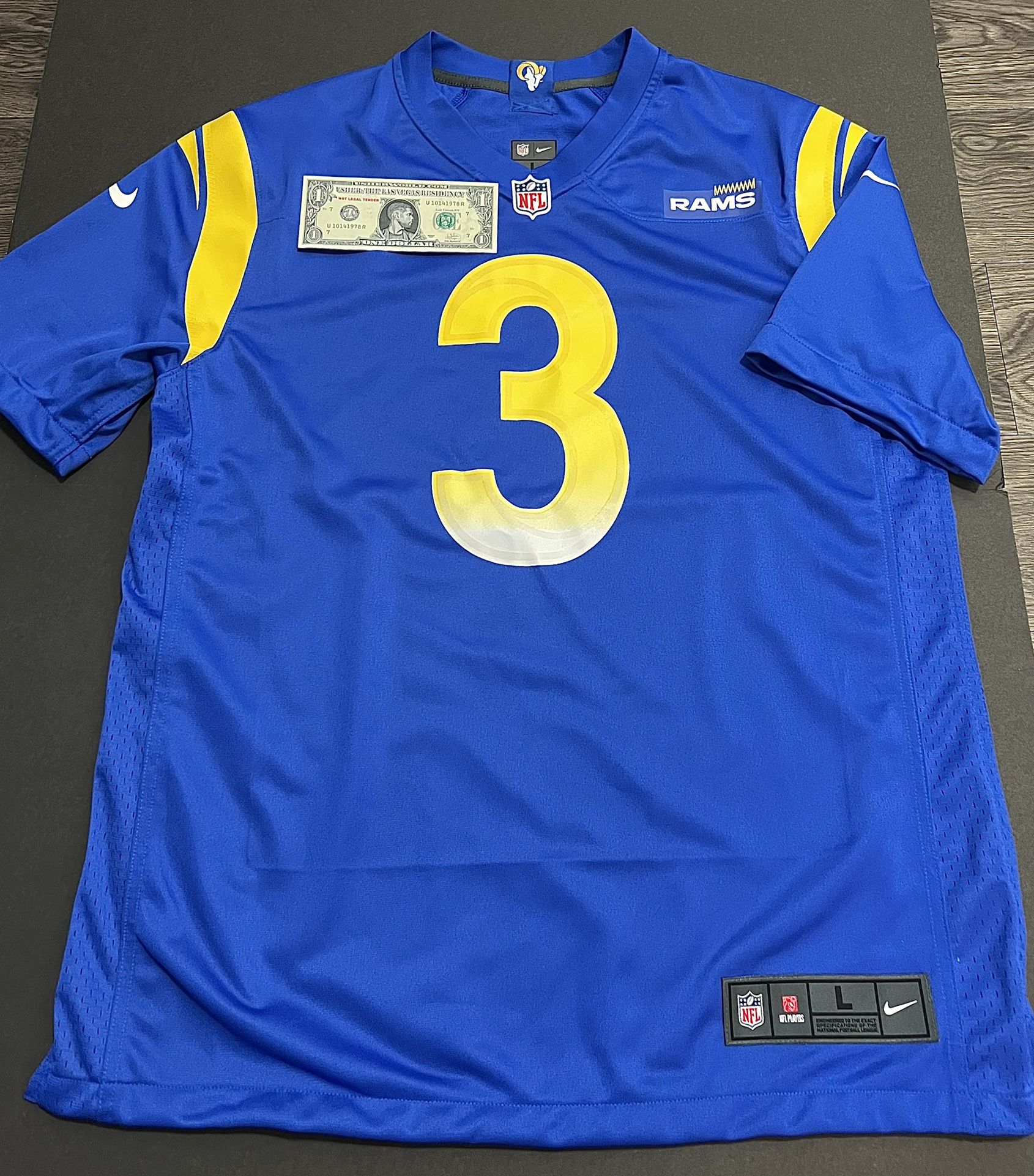 size L Large Nike Beckham Jr Royal Blue Los Angeles Rams Game Jersey