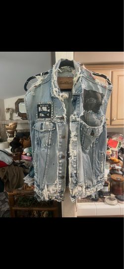 Levi's Distressed Denim Vest with Patches