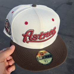 Brown, Red, Cream Houston Astros Script Exclusive Fitted Hat