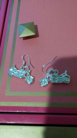 Motorcycle earrings silver post