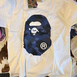 Bape shirts White and blue, front and back design, Size S 