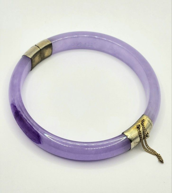 14k Yellow Gold Lavender Jade Viceroy's Circular Bangle Bracelet, 58.5g