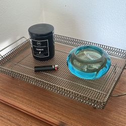 Mid Century Metal Decorative Serving Tray, Antique, Vintage 