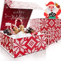Christmas Gift Boxes With Lids for Presents - Collapsible Christmas Gift Box Set Of 3