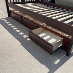 Nice New Storkcraft Twin Platform Bed w/ Under Bed Storage Drawers