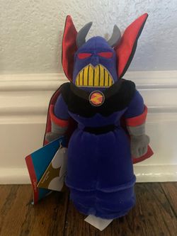Disney’s plush beanie baby Zurg from Toy Story 2, with both tags attached.