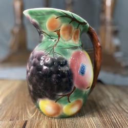 Handpainted Water Pitcher Fruit Theme Made In Italy TMJ 7901
