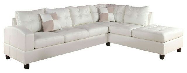 white bright leather sectional reversible new In box