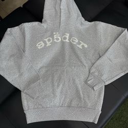 Grey hoodie with VVS rhinestones