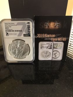 2019 South Korea 1-oz Silver Tiger Medal NGC MS69