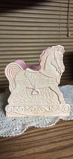 Vintage 1980’s FTD 6” Resin Planter Vase Pink Pony Horse USA