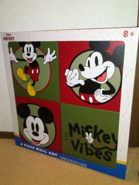 Mickey Mouse 4 Piece Canvas Wall Art! Brand New! 