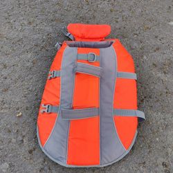 Size Medium Dog Life Jacket Orange Safety Vest 