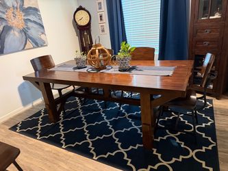 Solid Wood Dining Table with 6 Chairs