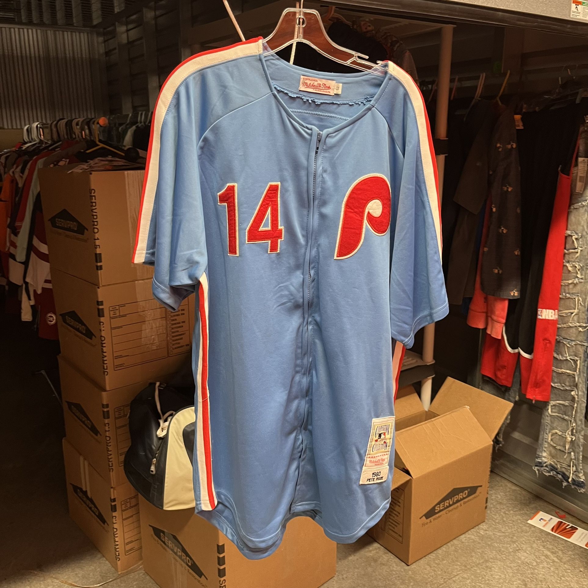 Authentic Pete Rose Philadelphia Phillies Mitchell & Ness #14 Jersey Size 52