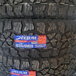 (4) 275/65r20 Delium A/T Tires 275 65 20 Inch AT 10-ply LT E Rated 33 35 