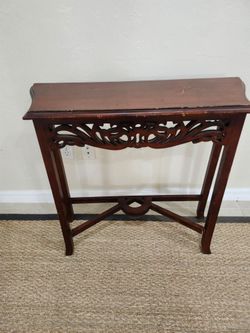 Versatile Small Lovely Carved Mahogany Console TablePierced Mahogany Side Table