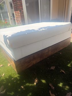 White Foam Mattress with Wood Platform Base