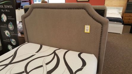 Queen upholstered bed frame. NO MATTRESS