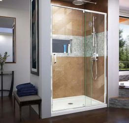 Pivot framed shower door in chrome