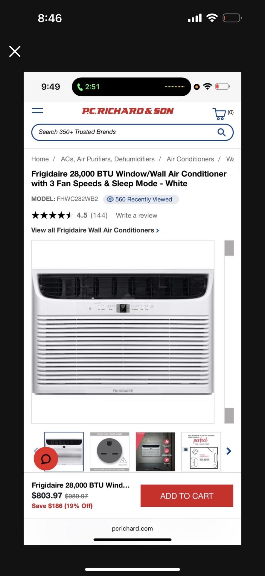 Air conditioner works like new - 28,000 BTU