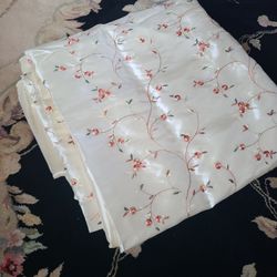 Embroidered Luxury Satin Duvet Cover Pillow Sham Set Floral Botanical Blossom Yellow