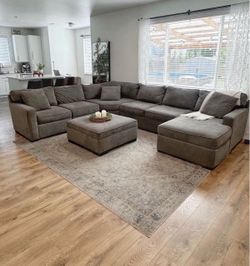 Radley Large Gray U-Shaped Sectional Sofa with Ottoman