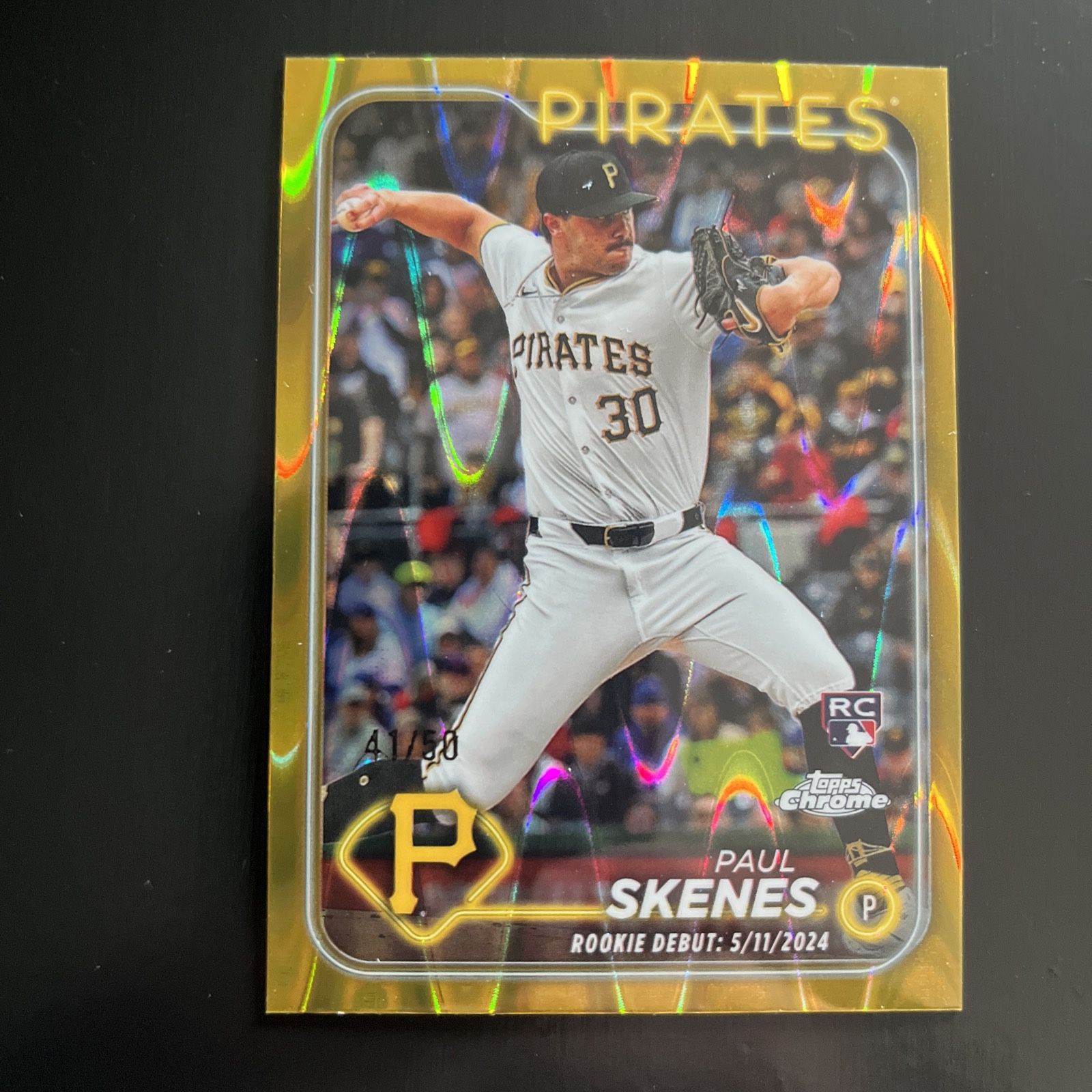 2024 Topps Update Chrome #27 Paul Skenes RC Gold Wave refractor 41/50 π₯
