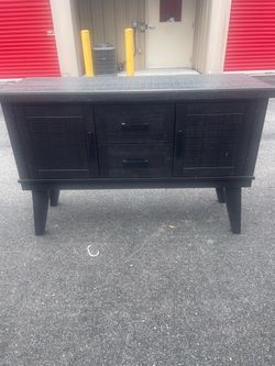 Dark Wood Sideboard with Drawers and Cabinets