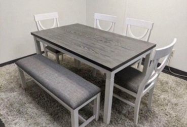 Dining table set with bench