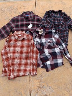 Men’s Flannel Shirt Bundle – 4 Plaid Button-Ups – Fall/Winter