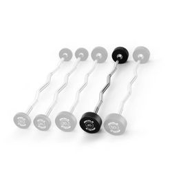 Mikolo Rubber Coated Fixed Weight EZ Curl Barbell, Pre-Loaded Weights EZ Curl Solid Steel Barbells, Weighted Bar for Weightlifting Exercise （40LBS）