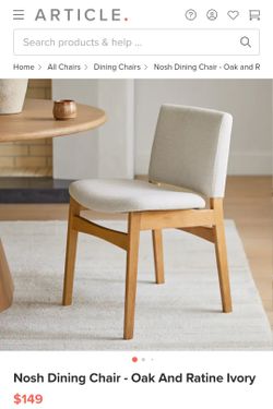 Article Nosh Dining Chairs (Set of 2) - Oak & Ratine Ivory, New in Box