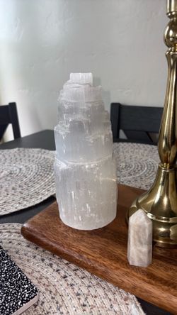 Selenite Tower Crystal - White Decorative Display
