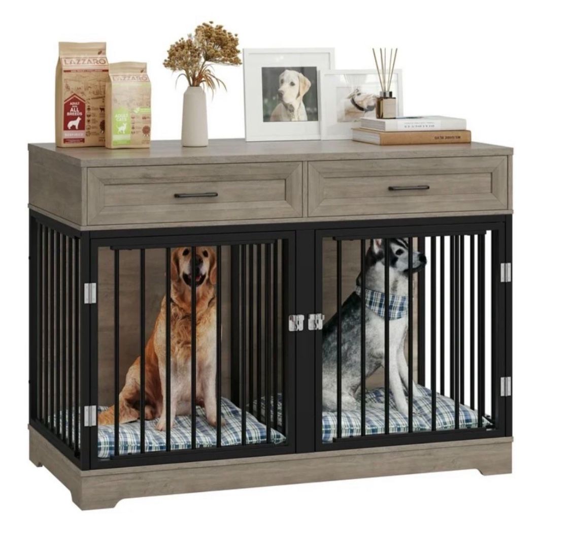 Dog Crate With Divider And Drawers - KLV054